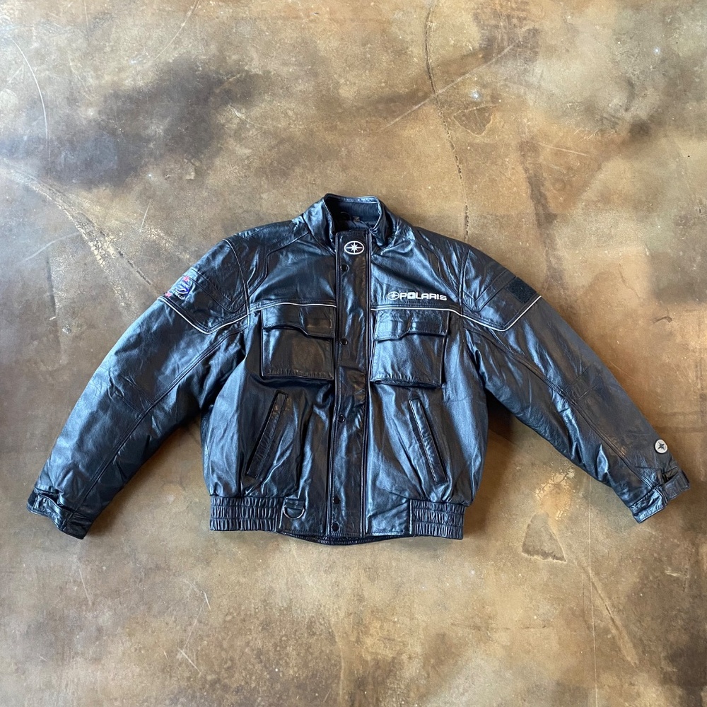 VTG Y2K Polaris Embroidered Leather Jacket